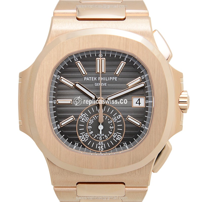 Patek Philippe 5980/1R-001 Nautilus Replica | Automatic Caliber, 18kt Rose Gold Case & Gray Dial