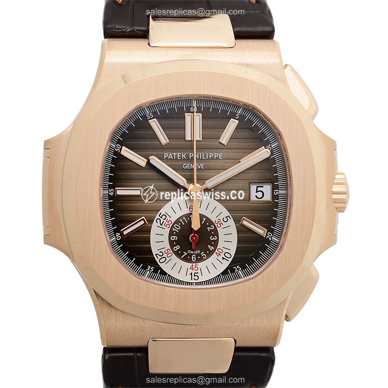 Patek Philippe 5980R-001 Nautilus Replica | Brown Dial, Automatic Movement, Alligator Brown Strap