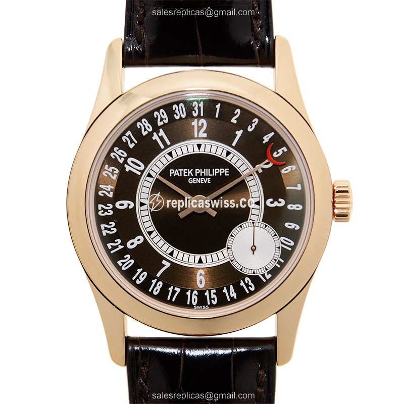 Patek Philippe 6000R-001 CALATRAVA | Automatic Movement, 18kt Rose Gold Case & Black Alligator
