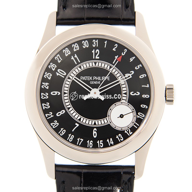 Patek Philippe 6006G-001 Calatrava Replica, Automatic, 18kt Gold Case, Black Alligator Strap Watch