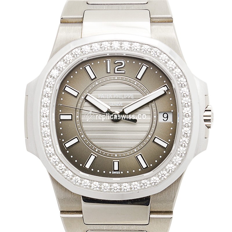 Patek Philippe 7010-1G-010 NAUTILUS Replica with Dark Grey Dial, 18kt Gold Case & Silver Band Watch
