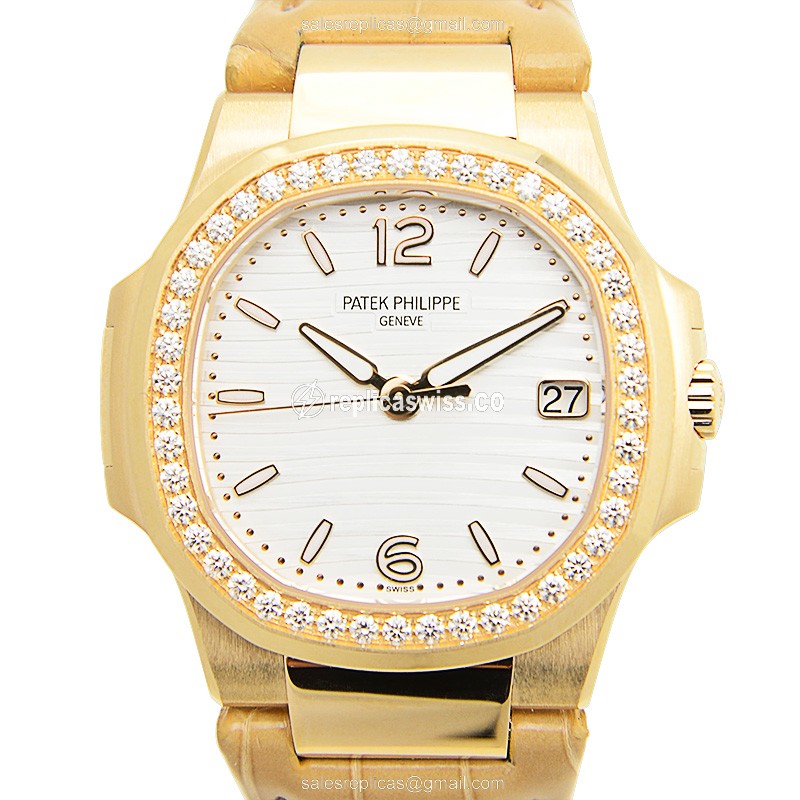Patek Philippe 7010R-011 Nautilus Replica | White Dial, 18kt Rose Gold Bezel Watch