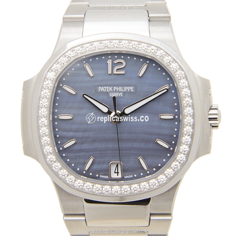 Patek Philippe 7018/1A-010 Nautilus Replica, Automatic Movement, Blue Dial, Diamond-Trimmed Case