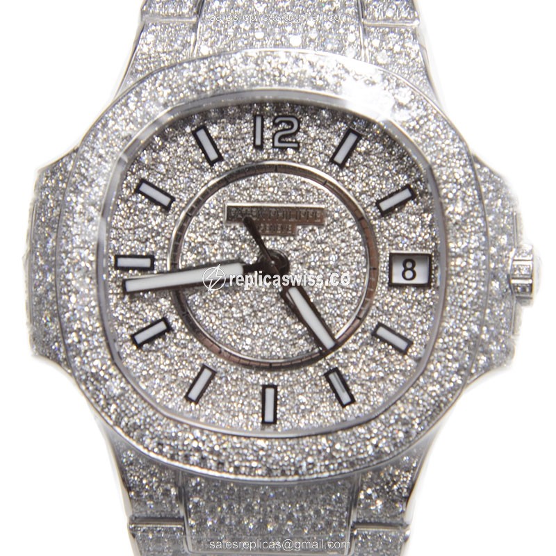 Patek Philippe 7021/1G-001 Nautilus Replica in 18kt White Gold & Diamond, Automatic Movement