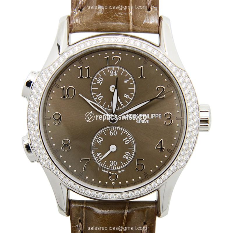 Patek Philippe 7134G-001 Replica: Brown Dial, Automatic Movement, 18kt White Gold & Alligator Strap