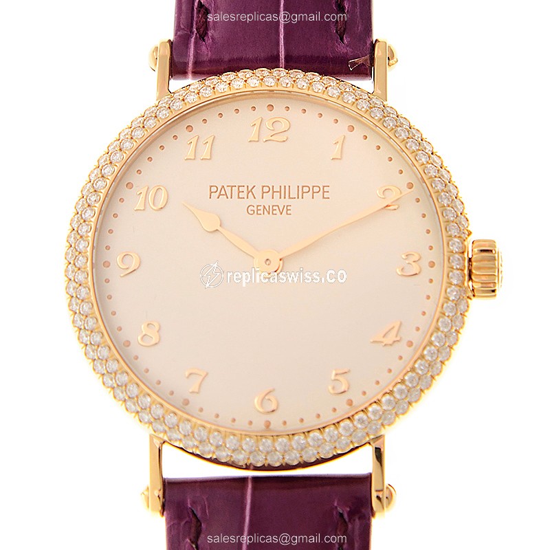 Patek Philippe 7200-200R-001 CALATRAVA Replica in 18kt Rose Gold, Automatic Movement, White