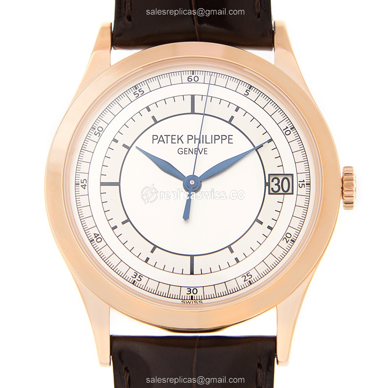 Patek Philippe Calatrava Replica in 18kt Gold | Automatic Movement, Silver Dial Watch
