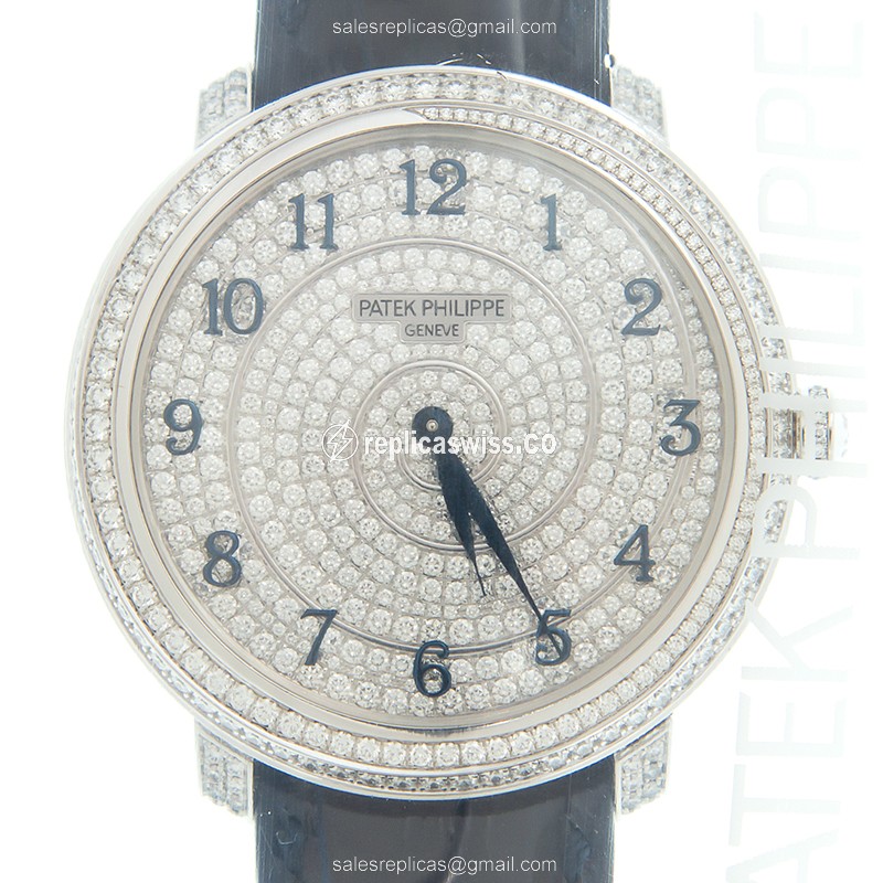 Patek Philippe Calatrava Replica in 18kt White Gold with Automatic Movement Silver Dial Watch