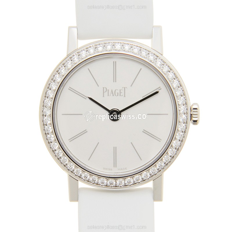 Piaget Altiplano G0A36532 Replica in 18kt White Gold, Quartz Movement, & White Satin Strap Watch