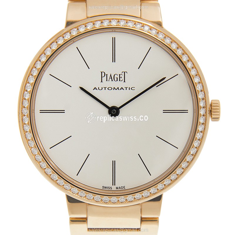 Piaget Altiplano G0A40108: Automatic White Dial Gold Case Watch with 18kt Gold Strap