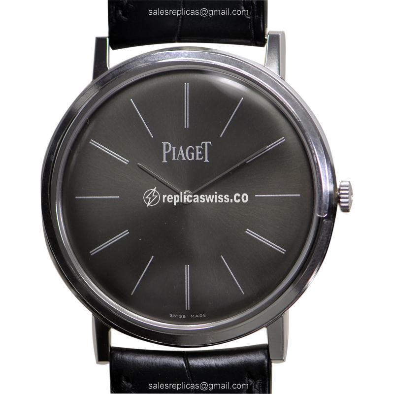 Piaget G0A29113 Altiplano Manual Wind Gold Case Black Dial Buckle Clasp Alligator Strap Sapphire
