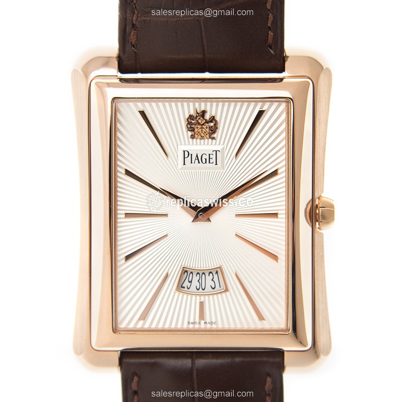 Piaget G0A32121 BLACK TIE replica, Automatic movement, Silver dial, Brown alligator strap Watch