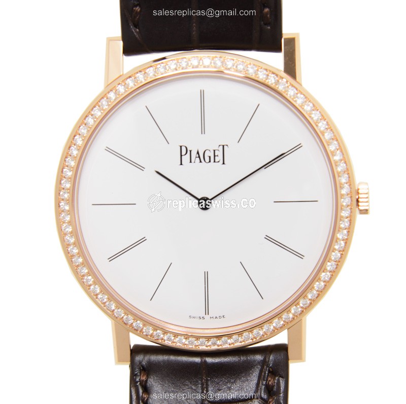 Piaget G0A36125 ALTIPLANO Manual Wind | 18kt Rose Gold Case | White Dial & Alligator Strap Watch