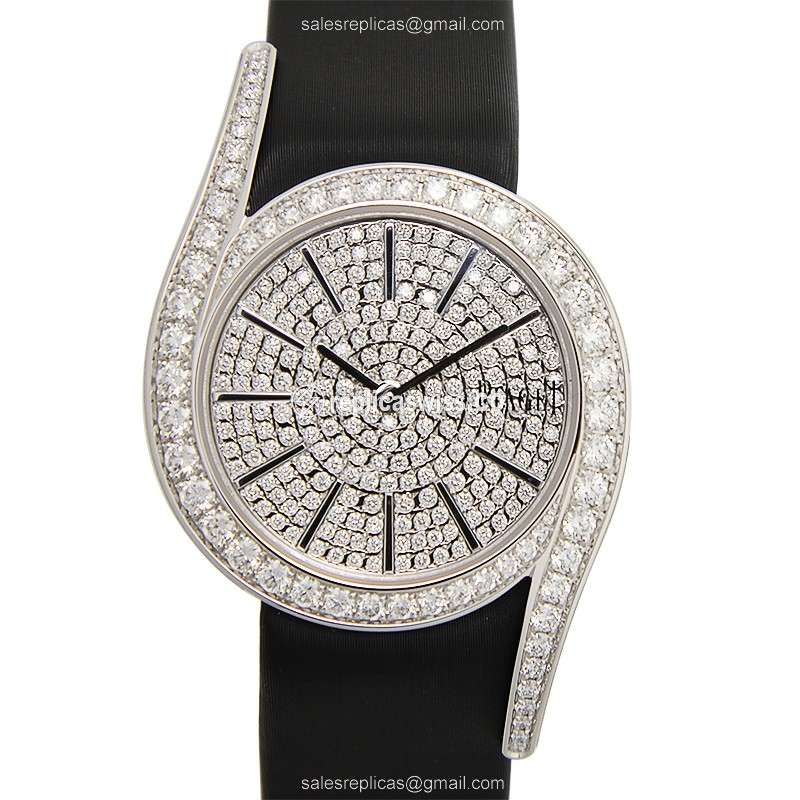 Piaget G0A38162 Limelight Replica in 18kt White Gold, Silver Dial & Silk Strap Watch