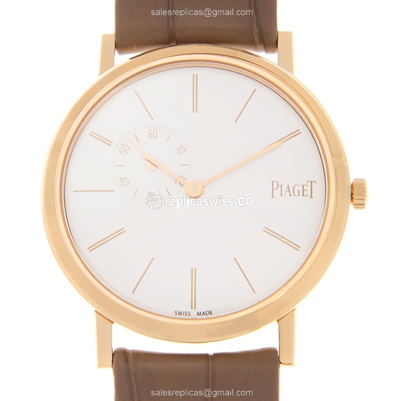 Piaget G0A39105 ALTIPLANO — Manual Wind, 18kt Rose Gold Case, White Dial, Brown Alligator Strap