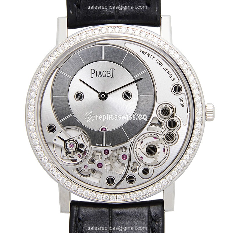 Piaget G0A39112 ALTIPLANO Manual Wind 18kt White Gold, Silver Dial, Alligator Strap, Sapphire