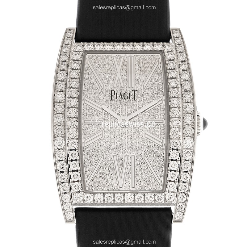 Piaget G0A39193 Limelight Replica | Silver Dial, 18kt White Gold Case & Satin Black Strap Watch