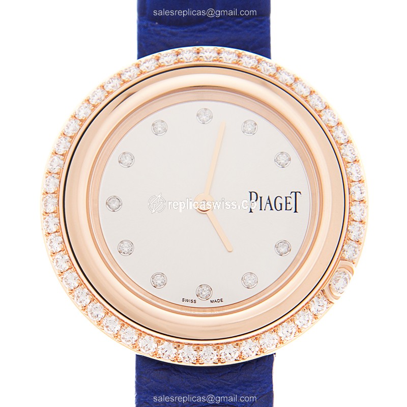 Piaget G0A43092 POSSESSION Replica with Silver Dial, Alligator Blue Strap & Quartz Movement Watch