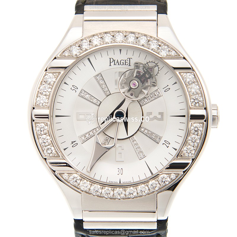 Piaget Polo G0A31148 Replica in 18kt White Gold & Diamond, Manual Wind Movement, Silver Dial Watch