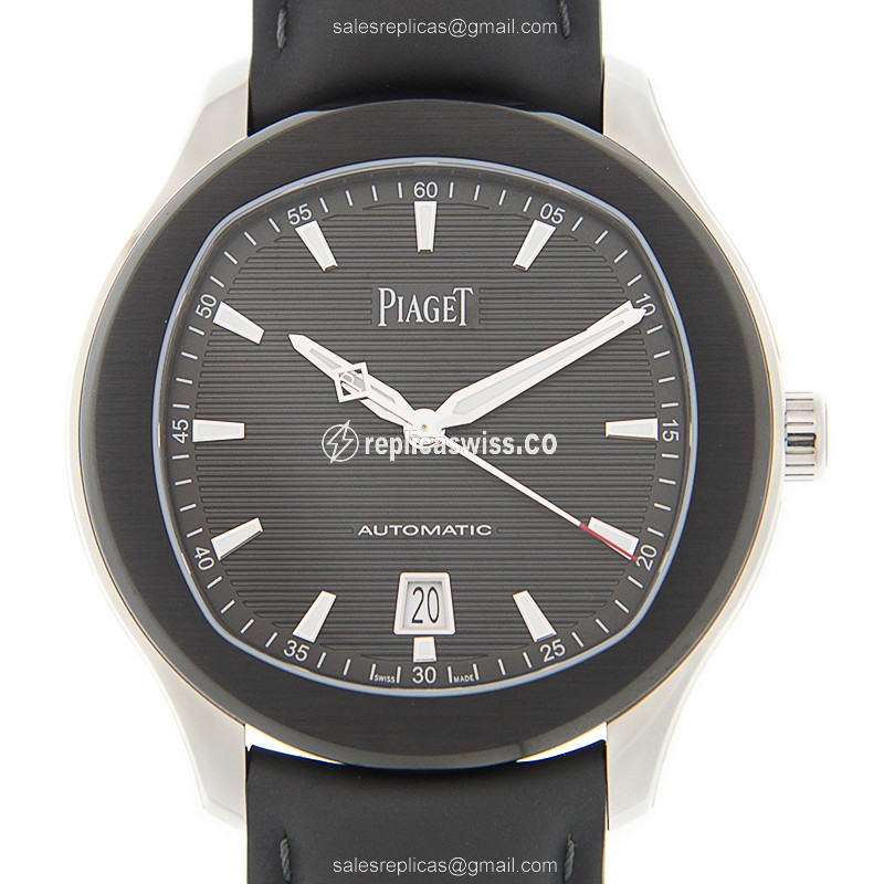 Piaget Polo G0A42001 Automatic Steel Case Black Dial Leather Strap Sapphire Crystal Watch