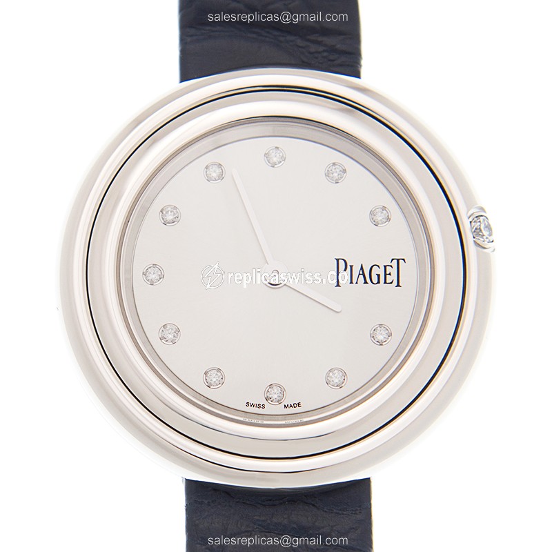 Piaget POSSESSION Quartz Steel Case, Silver Dial, Blue Alligator Strap Watch
