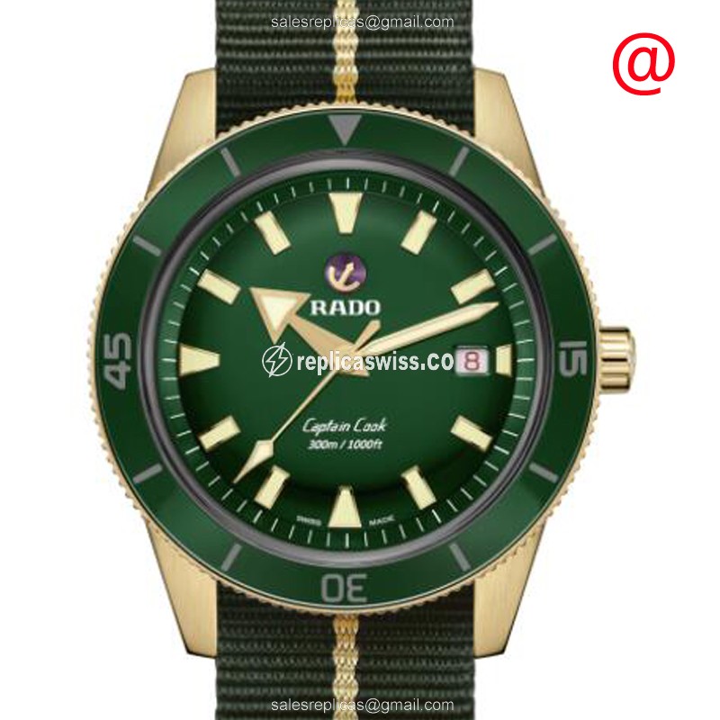Rado Captain Cook Automatic Bronze Watch | Green Dial, Nylon Green Strap