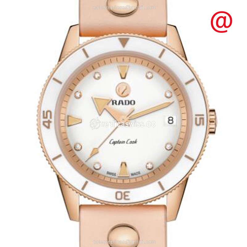 Rado Captain Cook Replica in Polished Gold Case, Automatic Movement, White Dial Watch