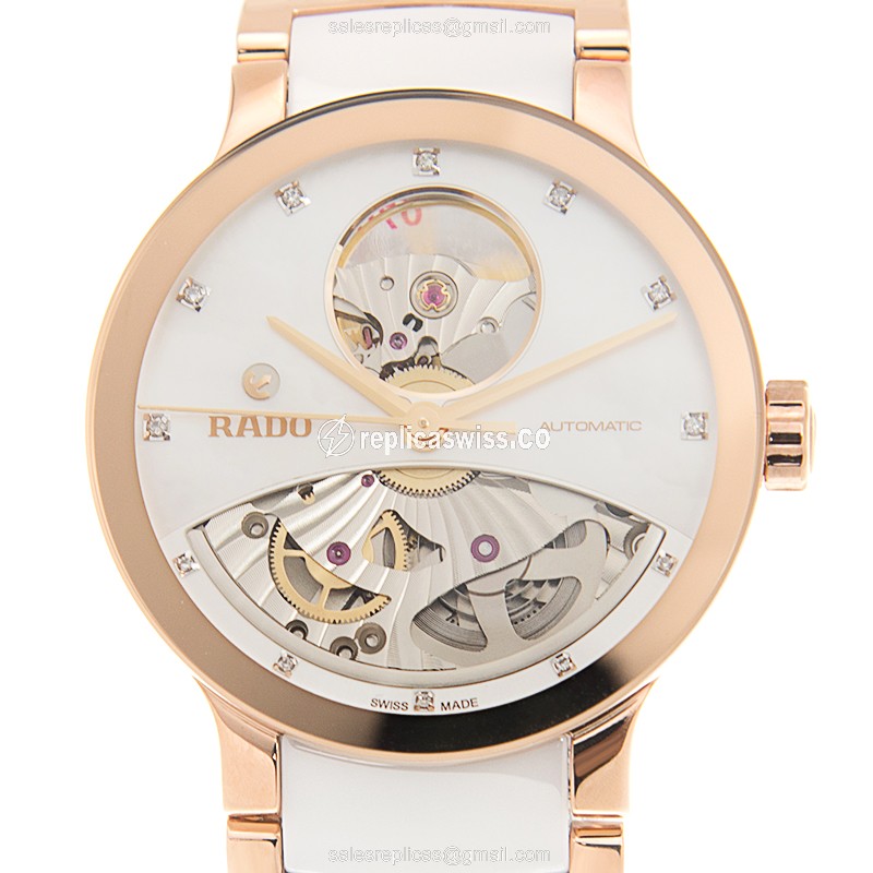 Rado Centrix R30248902 Automatic Gold-Plated Steel Case with White Dial Ceramic Strap Watch