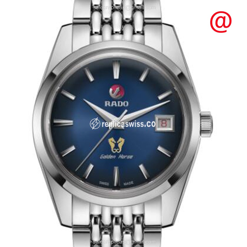 Rado Patrimony Traditionelle Automatic Blue Dial Steel Case Silver Strap Sapphire Crystal Watch