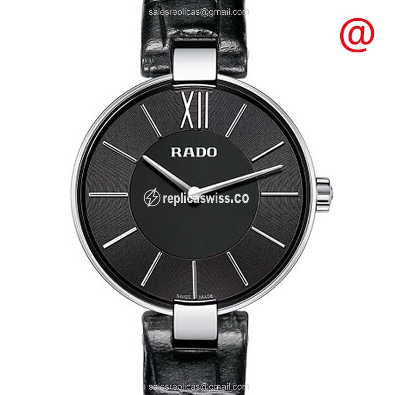 Rado R22850155 Coupole Classic Replica, Black Dial, Leather Strap, Sapphire Crystal Watch