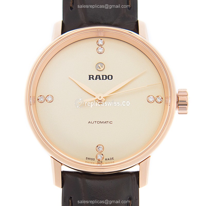 Rado R22865765 Coupole Classic | Automatic Movement | Beige Dial & Brown Leather Strap Watch
