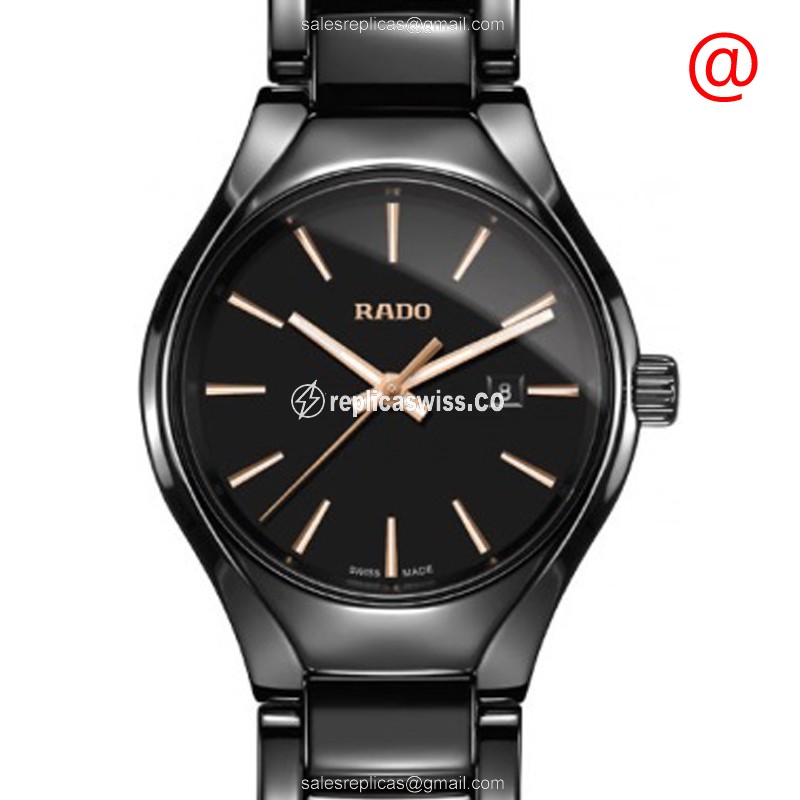 Rado R27059162 Luxury Replica Watch: Black Ceramic Case & Dial, Crystal Mirror