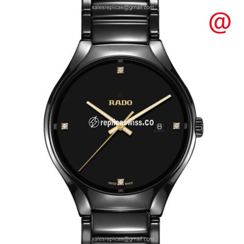 Rado R27238712 Luxury Replica, Black Ceramic Case & Dial, Precision Quartz Movement Watch