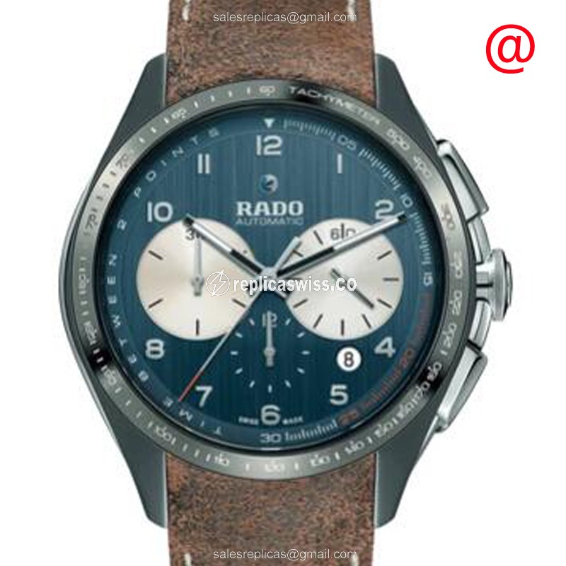 Rado R32022105 Hyperchrome Blue Dial, Automatic Ceramic Watch | Leather Brown Strap