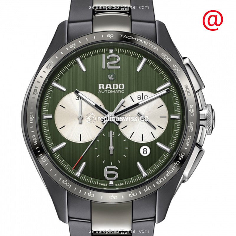 Rado R32022312 HYPERCHROME Automatic Ceramic: Exquisite Green Dial Silver Ceramic Strap