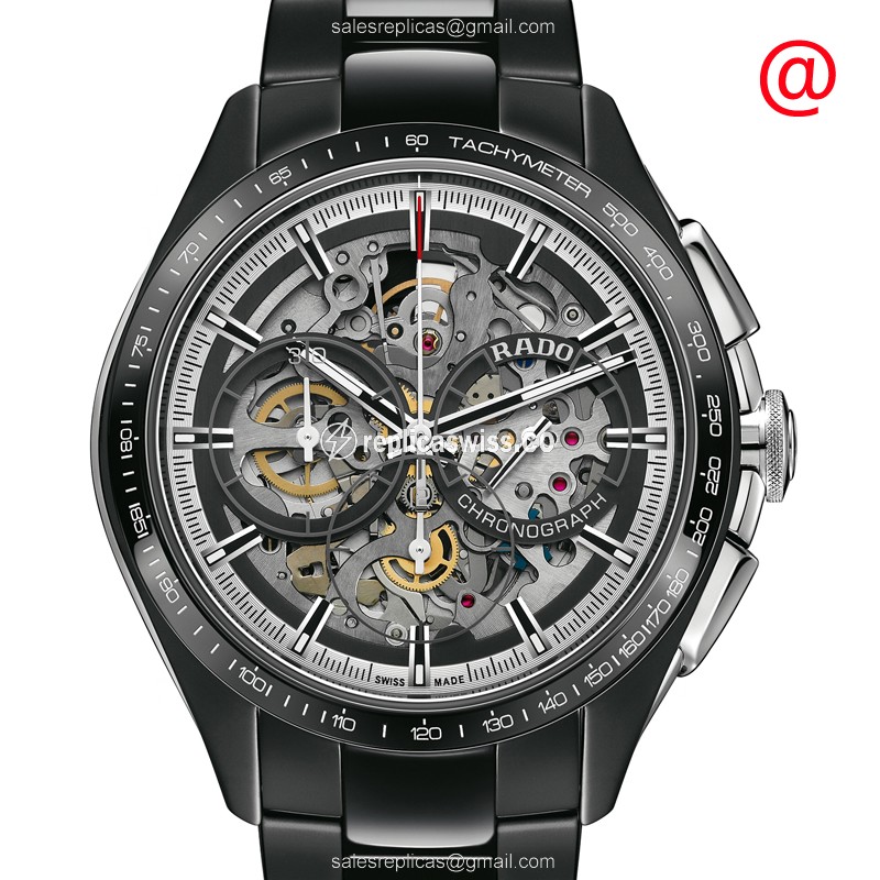 Rado R32249152 Hyperchrome: Silver Dial, Automatic Ceramic Case & Black Ceramic Strap Watch
