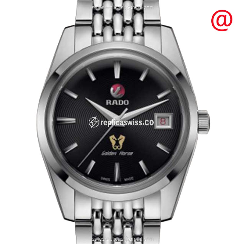 Rado R33930153 Patrimony Traditionelle Automatic Watch with Black Dial & Silver Steel Strap