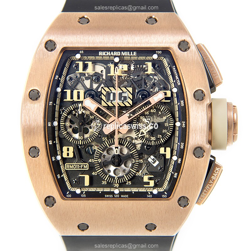 Richard Mille RM011AORG Grey Dial Automatic, 18kt Rose Gold Case, Rubber Strap Watch
