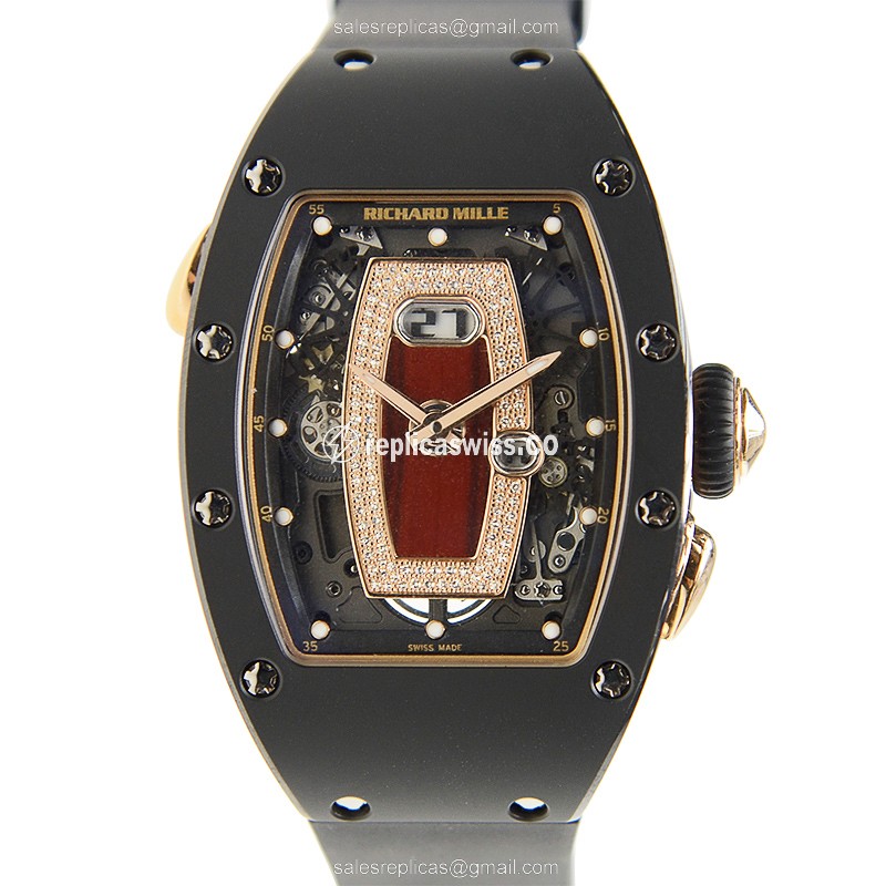 Richard Mille RM037 - Automatic Ceramic Case with Black Dial & Rubber Strap Watch