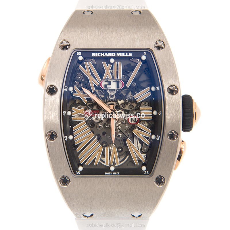 Richard Mille RM037 Lady Series Automatic Steel Case, Silver Dial, Rubber Strap Watch
