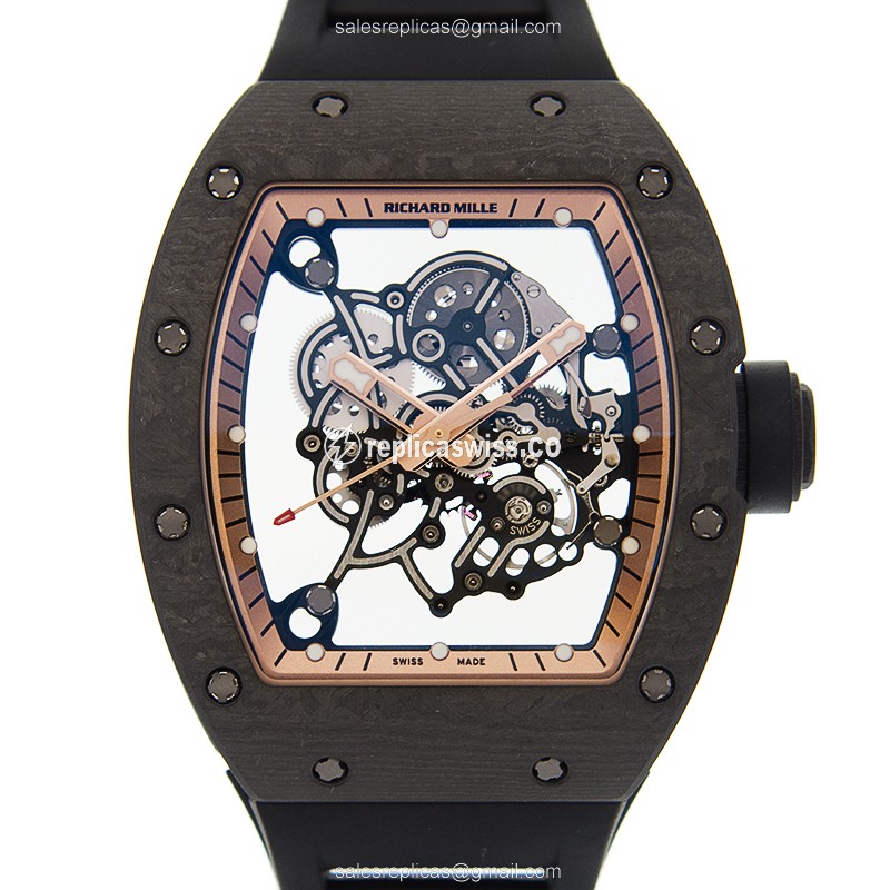 Richard Mille RM055-CA-RGBK Skull Dial Aluminum Case with Automatic Movement & Black Rubber Strap
