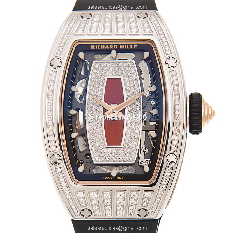 Richard Mille RM07-01 Automatic Gold Watch | Red Dial, Black Rubber Strap