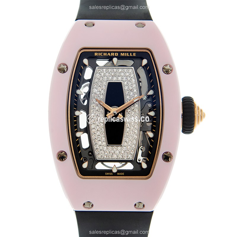 Richard Mille RM07-01 Lady Replica: Black Ceramic Case & Automatic Movement, Durable Rubber Strap