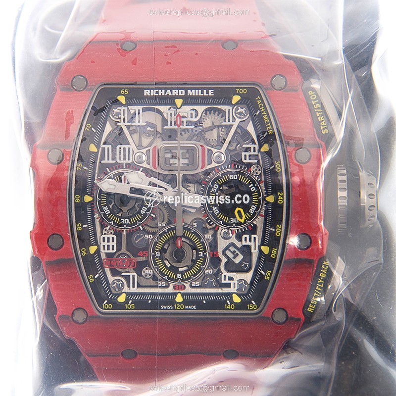 Richard Mille RM11-03 Automatic PVD Titanium Case, Silver Dial, Red Rubber Strap Watch