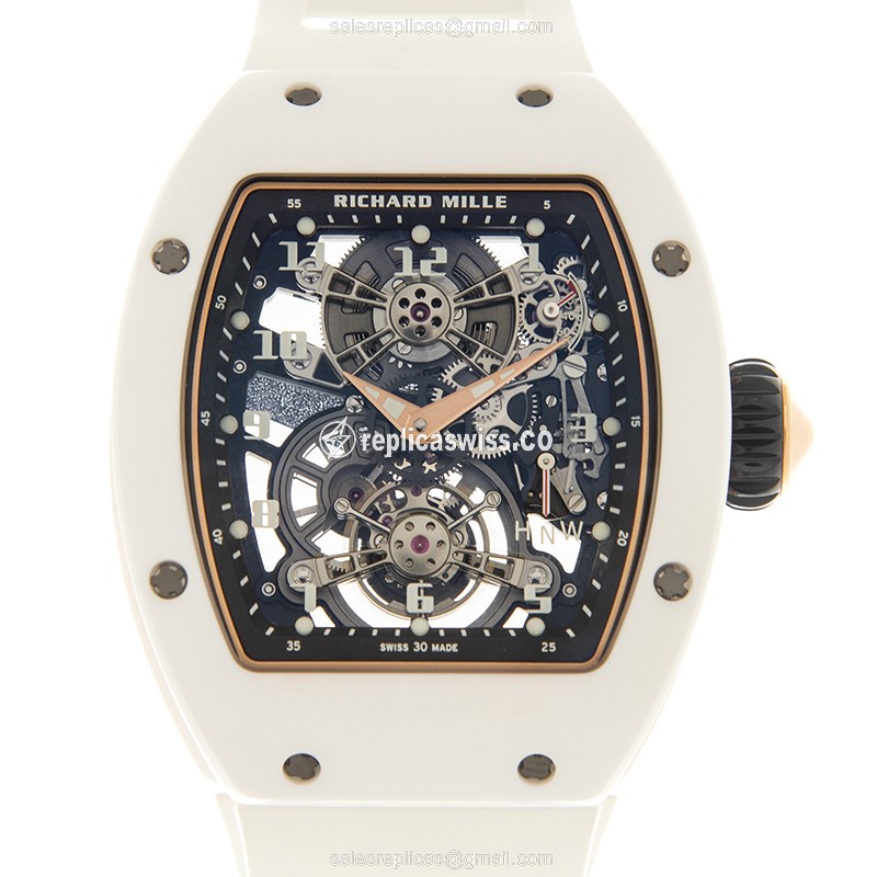 Richard Mille RM17-01 Man Series Manual Wind, 18kt Rose Gold Blue Dial Buckle, White Rubber Strap