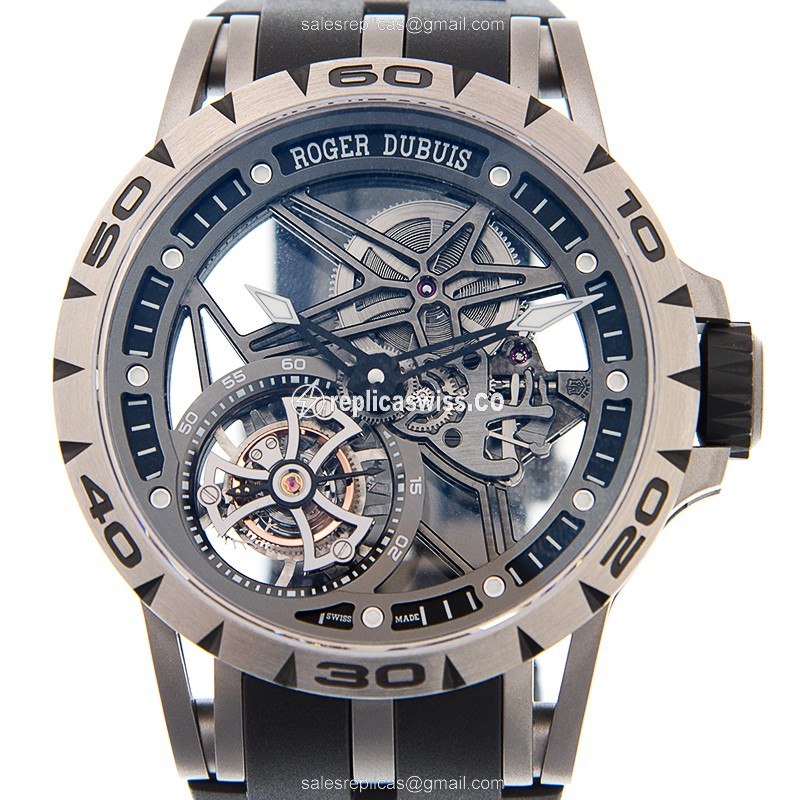 Roger Dubuis DBEX0479 Excalibur Replica | Manual Wind | Titanium Case, Skull Dial Watch