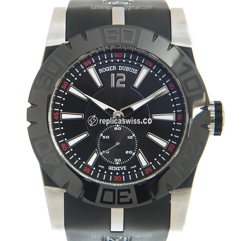 Roger Dubuis DBSE0280 Excalibur Replica, Automatic Ceramic Case, Black Dial & Rubber Strap Watch