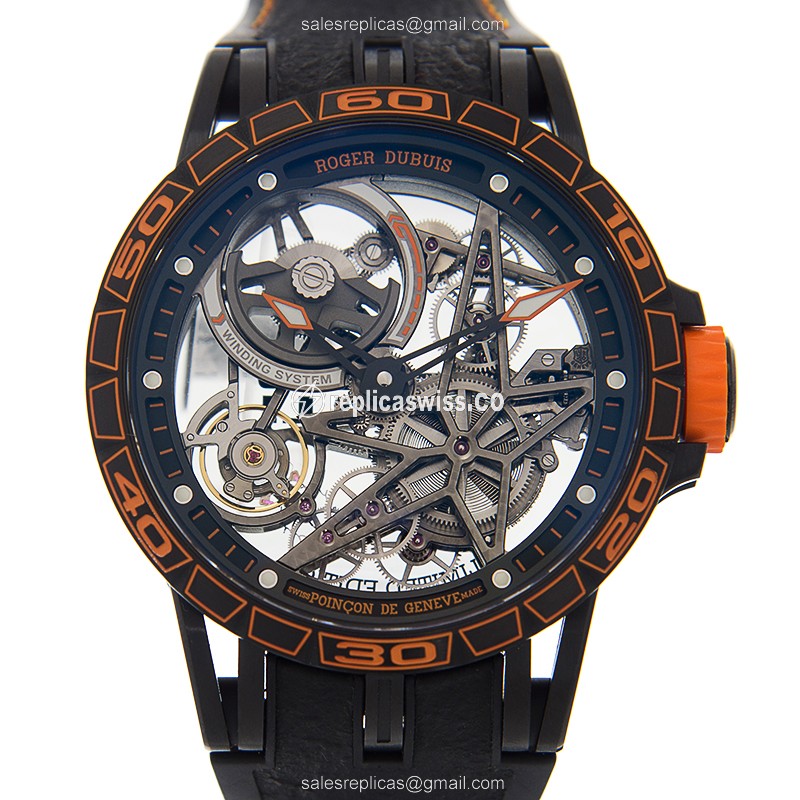 Roger Dubuis RDDBEX0704 Excalibur Replica | Automatic Movement | Black Dial & Titanium Case Watch