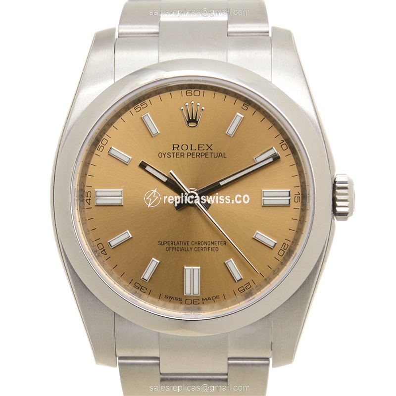 Rolex 116000BRONZE OYSTER PERPETUAL Replica | Automatic Movement | Brown Dial | Stainless Steel