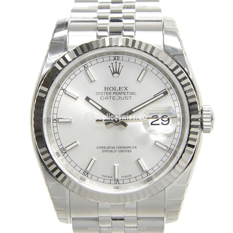 Rolex 116234 DATEJUST Silver Dial, Automatic Movement Replica, Exquisite 18kt White Gold & Steel